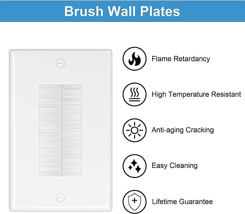 iwillink 4-Pack Brush Wall Plate with Low Voltage Mounting Bracket, Cable Pass Through Insert for Wires, Single Gang Cable Access Strap, Wall Socket for HDTV, Home Theater Systems - Image 5